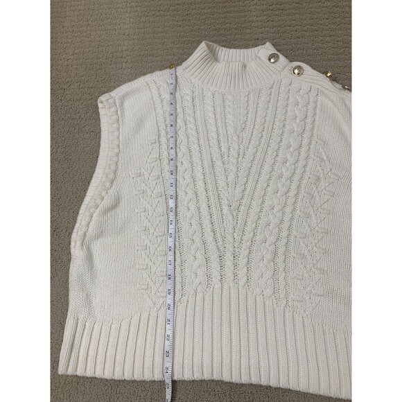 Talbots Sweater Vest White Old Money Chunky Cable Knit Capsule Preppy XL - Picture 12 of 13